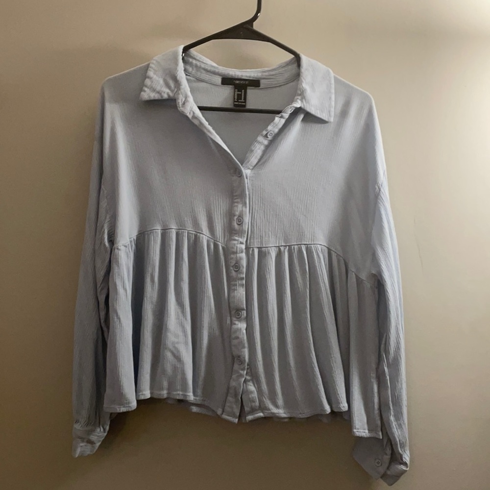 Blue Flowey Long Sleeve Blouse
